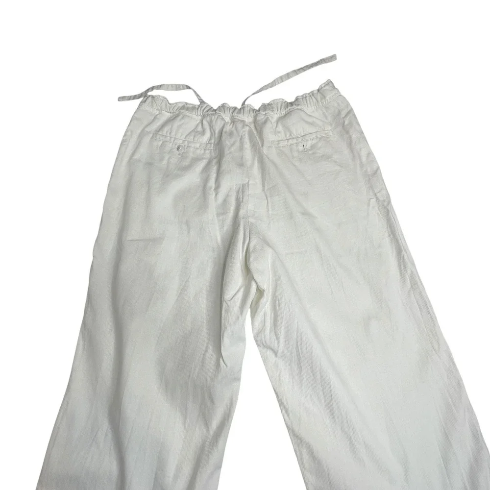 Axcess Liz Claiborne White Linen Blend Wide Leg Drawstring Pants Mens XL